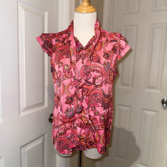 Pink Paisley Ruffle Blouse - Picture 2 of 6